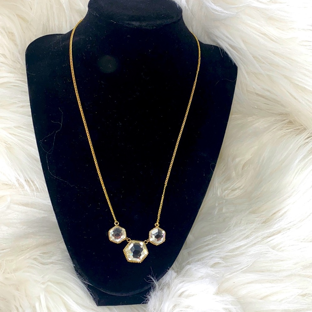 Betsey Johnson crystal rhinestone necklace gold